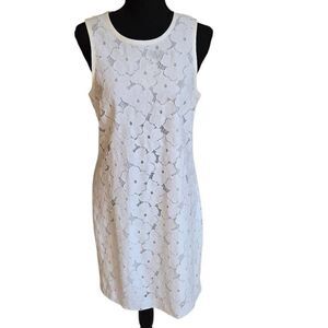Banana Republic Womens White Floral Lace Overlay Shift Sleeveless Dress Size 6
